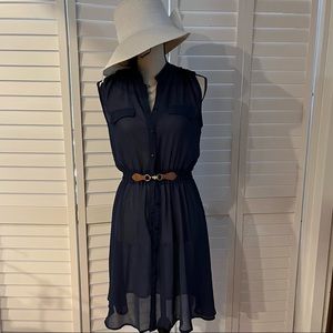 Navy blue dress EUC. See through; thin fabric.